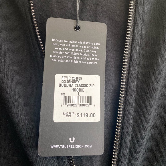 True Religion Buddha back zip hoodie and matching joggers - size large - Picture 3 of 8